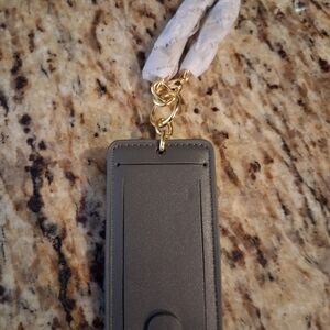 Versace Medusa Studded Luggage Tag Gray Leather Name ID Address Brand New